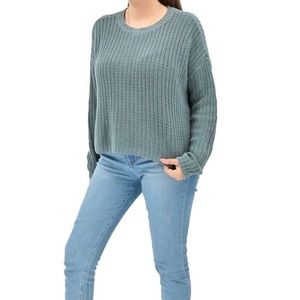 LA Hearts Pacsun Knit Teal Blue Crewneck Sweater Size L